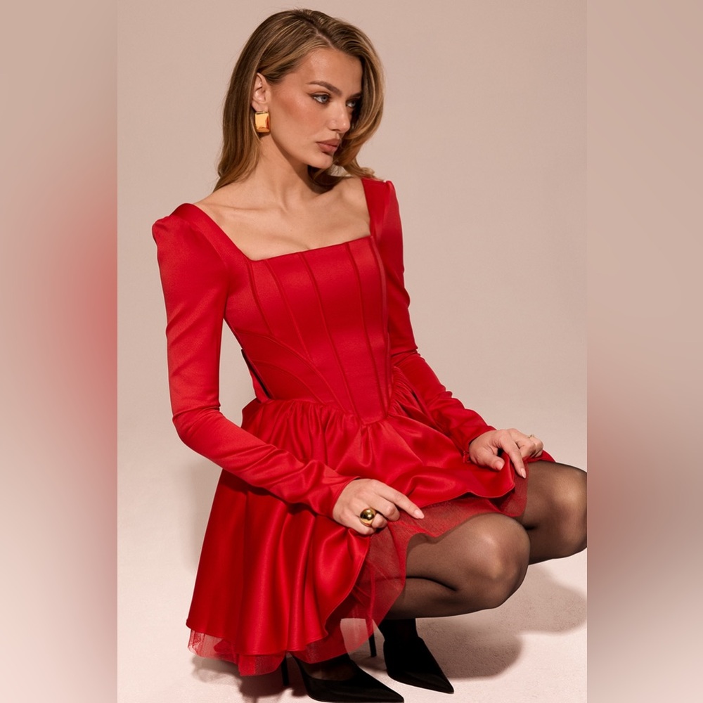 House of CB Red Long Sleeve Dress - Picture 5 of 11